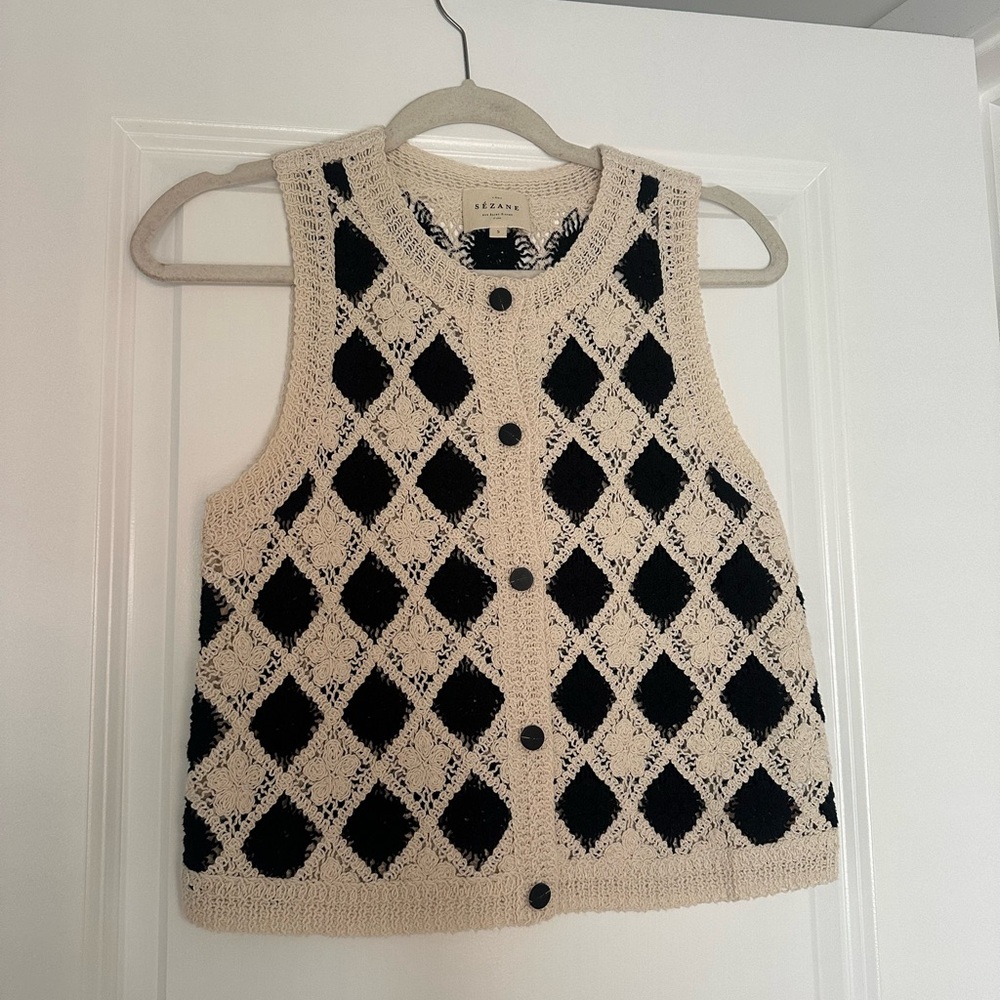 Ron Top Black Ecru Sezane - Picture 2 of 5